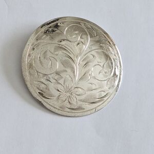 Vintage Sterling Silver Floral Oval Brooch